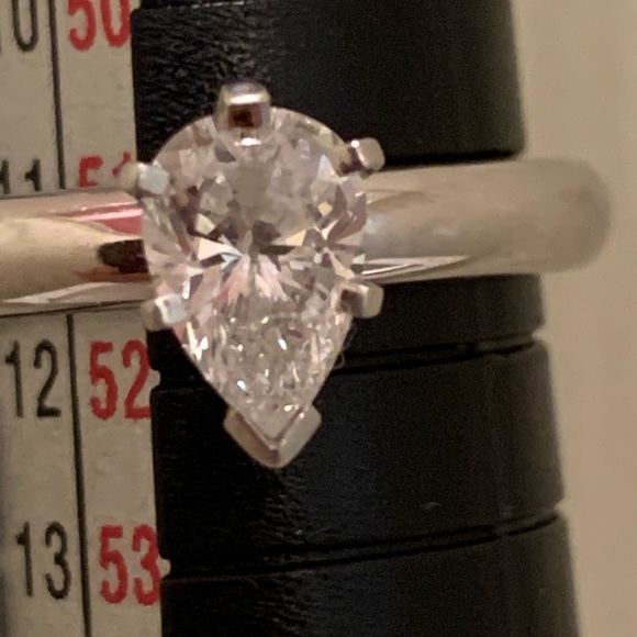 SOLD Blue Nile Pear Shaped Diamond Solitaire Sz 5.75 - Picture 2 of 11